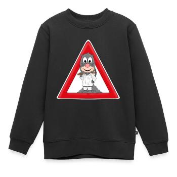 ACHTUNG MAULWURF - Kinder Premium Organic Sweatshirt - Schwarz - Vorne - AI Model Kid Female (0cm)