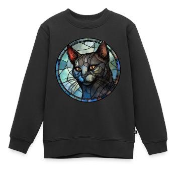 Australian Mist Cat Breed Aquarelle Verre - Sweat Premium enfant bio - noir - Devant - AI Model Kid Female (0cm)