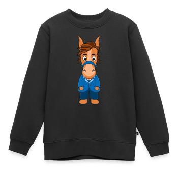 BRÄUTIGAM - PFERD - Kinder Premium Organic Sweatshirt - Schwarz - Vorne - AI Model Kid Female (0cm)