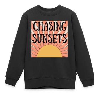 Chasing Sunsets Chasing Sunsets - Kids Premium Organic Sweatshirt - black - Front - AI Model Kid Female (0cm)