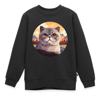 Schottische Faltohrkatze - Kinder Premium Organic Sweatshirt - Schwarz - Vorne - AI Model Kid Female (0cm)