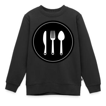 Fork cutlery - Kids Premium Organic Sweatshirt - black - Front - AI Model Kid Female (0cm)