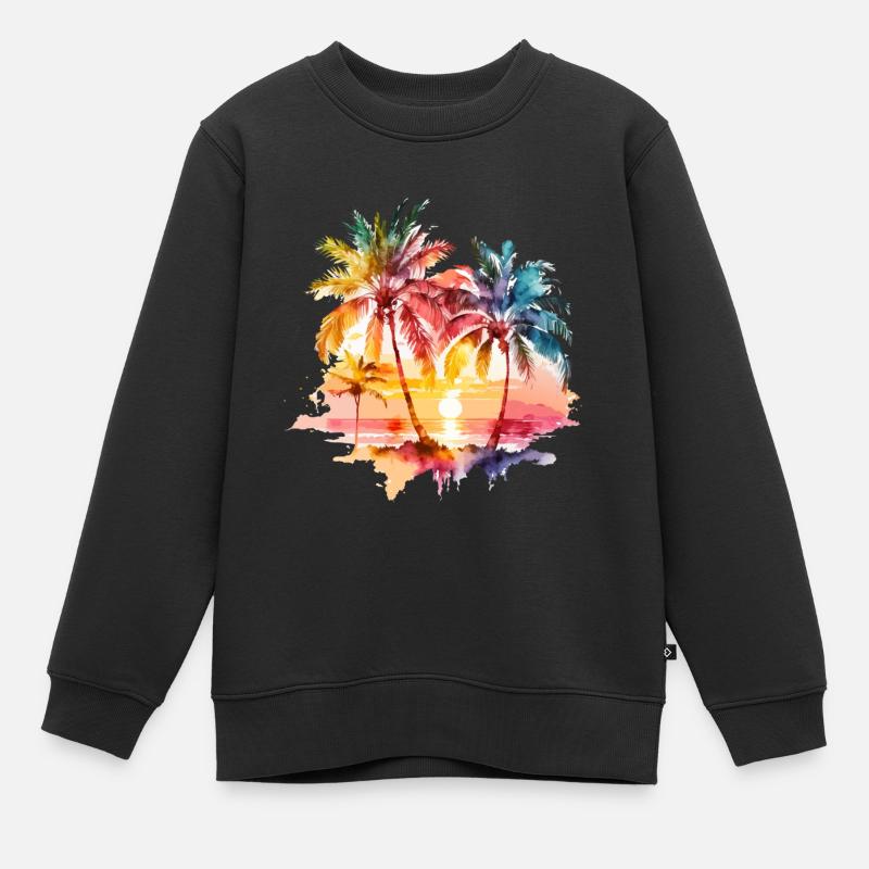 palmier de plage - Sweat Premium enfant bio - noir