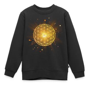 Lebensblume leuchtend - Kinder Premium Organic Sweatshirt - Schwarz - Vorne - AI Model Kid Female (0cm)