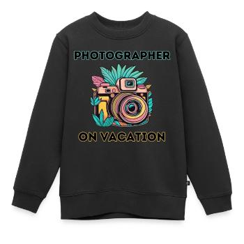 Fotograf im Urlaub - Kinder Premium Organic Sweatshirt - Schwarz - Vorne - AI Model Kid Female (0cm)