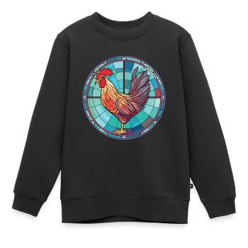 Huhn Bunte Aquarell-Tierillustration - Kinder Premium Organic Sweatshirt - Schwarz - Vorne - AI Model Kid Female (0cm)