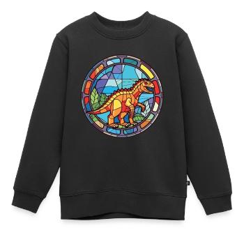 Dinosaurier Bunte Aquarell-Tierillustration - Kinder Premium Organic Sweatshirt - Schwarz - Vorne - AI Model Kid Female (0cm)