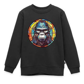 Gorilla Bunte Aquarell-Tierillustration - Kinder Premium Organic Sweatshirt - Schwarz - Vorne - AI Model Kid Female (0cm)