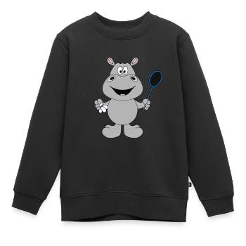 NILPFERD - HIPPO - Kinder Premium Organic Sweatshirt - Schwarz - Vorne - AI Model Kid Female (0cm)