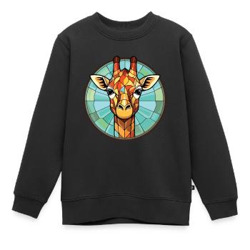 Giraffe Bunte Aquarell-Tierillustration - Kinder Premium Organic Sweatshirt - Schwarz - Vorne - AI Model Kid Female (0cm)