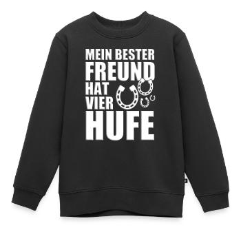 MEIN BESTER FREUND HAT VIER HUFE - PFERD - PFERDE - Kinder Premium Organic Sweatshirt - Schwarz - Vorne - AI Model Kid Female (0cm)