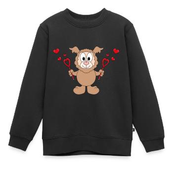 LAMA - ALPAKA - LIEBE - SEIFENBLASEN - TIER - FUN - Kinder Premium Organic Sweatshirt - Schwarz - Vorne - AI Model Kid Female (0cm)