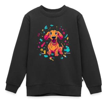 Verspielter Dackelwelpen-Unfug - Kinder Premium Organic Sweatshirt - Schwarz - Vorne - AI Model Kid Female (0cm)