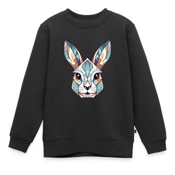 Weißes Kaninchen Bunte Aquarell-Tierkarikatur - Kinder Premium Organic Sweatshirt - Schwarz - Vorne - AI Model Kid Female (0cm)
