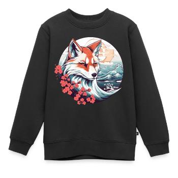 Anime Japan Kitsune Fuchs - Kinder Premium Organic Sweatshirt - Schwarz - Vorne - AI Model Kid Female (0cm)