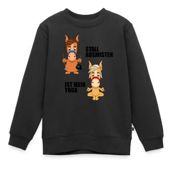 PFERDE - PFERD - STALL AUSMISTEN IST MEIN YOGA - Kinder Premium Organic Sweatshirt - Schwarz - Vorne - AI Model Kid Female (0cm)