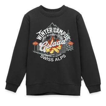 Gstaad winter campus outdoor coul - Sweat Premium enfant bio - noir - Devant - AI Model Kid Female (0cm)
