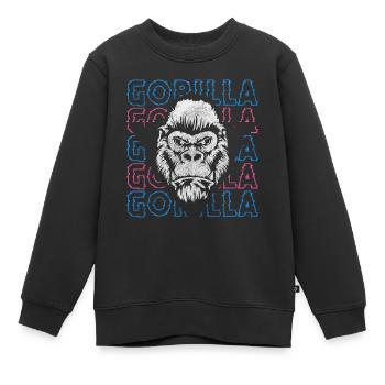 Amidon singe à dos argenté chimpanzé - Sweat Premium enfant bio - noir - Devant - AI Model Kid Female (0cm)