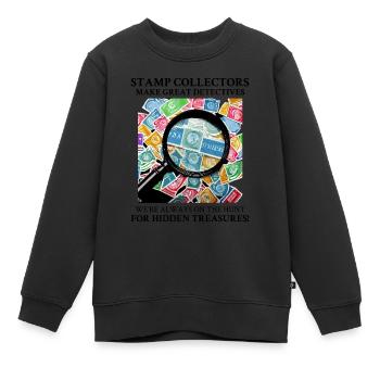 Philatélie philatéliste philatéliste collectionneur de timbres - Sweat Premium enfant bio - noir - Devant - AI Model Kid Female (0cm)