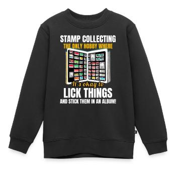Briefmarkensammler Sammler Philatelist - Kinder Premium Organic Sweatshirt - Schwarz - Vorne - AI Model Kid Female (0cm)