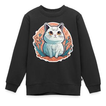 Knuffige Mieze - Kinder Premium Organic Sweatshirt - Schwarz - Vorne - AI Model Kid Female (0cm)