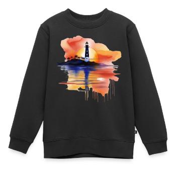 Ein Aquarell-Leuchtturm-Szene - Kinder Premium Organic Sweatshirt - Schwarz - Vorne - AI Model Kid Female (0cm)
