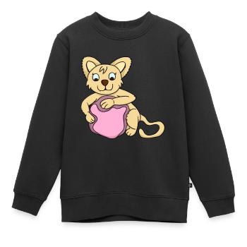 Chaton jouant avec le ballon - Sweat Premium enfant bio - noir - Devant - AI Model Kid Female (0cm)