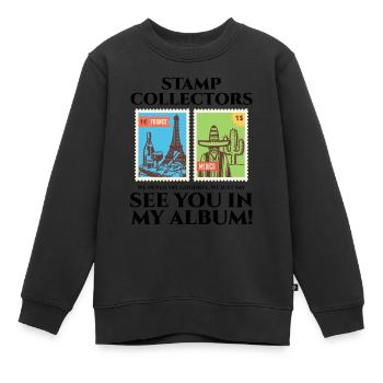 Philatéliste collectionneur collectionneur de timbres - Sweat Premium enfant bio - noir - Devant - AI Model Kid Female (0cm)