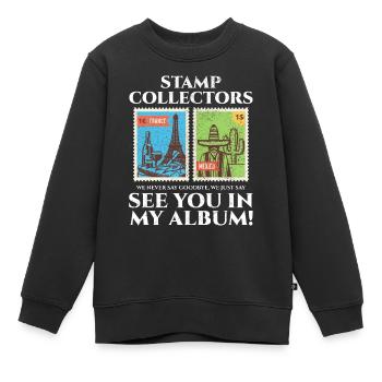 Philatéliste collectionneur collectionneur de timbres - Sweat Premium enfant bio - noir - Devant - AI Model Kid Female (0cm)