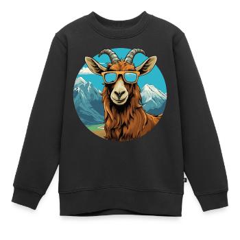 Une chèvre avec des lunettes de soleil dans les montagnes - Sweat Premium enfant bio - noir - Devant - AI Model Kid Female (0cm)
