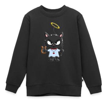KATZE - ENGEL - KATZEN - KÄTZCHEN - KATER - Kinder Premium Organic Sweatshirt - Schwarz - Vorne - AI Model Kid Female (0cm)