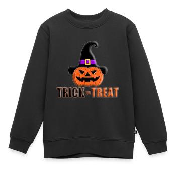 KÜRBIS - HALLOWEEN - SÜßES ODER SAURES - Kinder Premium Organic Sweatshirt - Schwarz - Vorne - AI Model Kid Female (0cm)