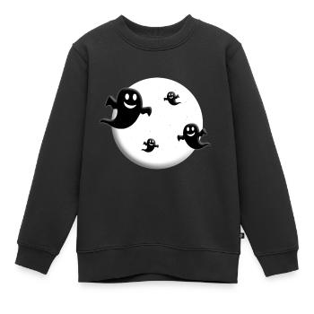 MOND - GEISTER - GESPENSTER - HALLOWEEN - Kinder Premium Organic Sweatshirt - Schwarz - Vorne - AI Model Kid Female (0cm)