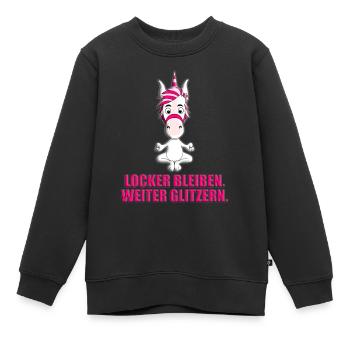 EINHORN - YOGA - LOCKER BLEIBEN. WEITER GLITZERN. - Kinder Premium Organic Sweatshirt - Schwarz - Vorne - AI Model Kid Female (0cm)