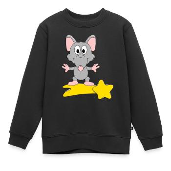 RATTE - STERNSCHNUPPE - STERNE - TIER - TIERISCH - Kinder Premium Organic Sweatshirt - Schwarz - Vorne - AI Model Kid Female (0cm)