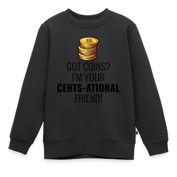 Numismatique de collection de pièces de monnaie - Sweat Premium enfant bio - noir - Devant - AI Model Kid Female (0cm)
