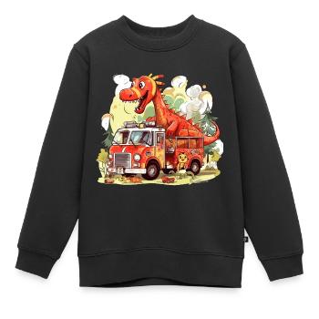 Dinosaur Fire Brigade Adventure - Dragon - Kids Premium Organic Sweatshirt - black - Front - AI Model Kid Female (0cm)