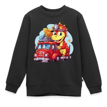 Dinosaur Fire Brigade Adventure - Dragon - Kids Premium Organic Sweatshirt - black - Front - AI Model Kid Female (0cm)