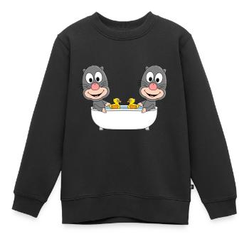 BADEN - BADEWANNE - MAULWÜRFE - MAULWURF - TIERE - Kinder Premium Organic Sweatshirt - Schwarz - Vorne - AI Model Kid Female (0cm)