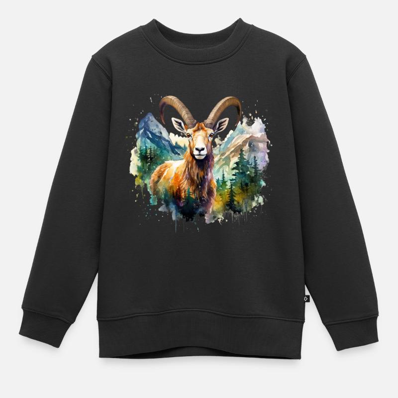 bouquetin, ibex - Sweat Premium enfant bio - noir