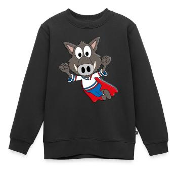 WILDSCHWEIN - KEILER - SUPERHELD - TIER - KINDER - Kinder Premium Organic Sweatshirt - Schwarz - Vorne - AI Model Kid Female (0cm)