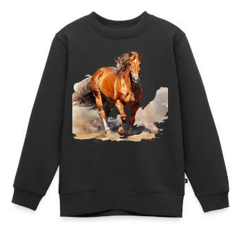 Pferde verdienen Respekt - Kinder Premium Organic Sweatshirt - Schwarz - Vorne - AI Model Kid Female (0cm)