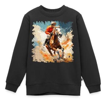 Chevaux dans les courses de galop et les courses de trot - Sweat Premium enfant bio - noir - Devant - AI Model Kid Female (0cm)