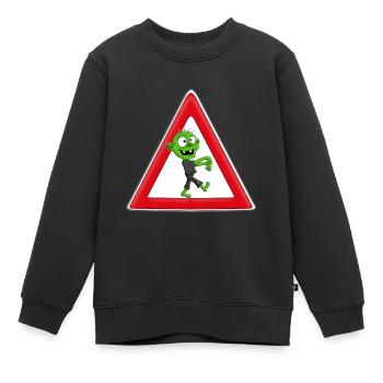 ACHTUNG ZOMBIE - HALLOWEEN - Kinder Premium Organic Sweatshirt - Schwarz - Vorne - AI Model Kid Female (0cm)