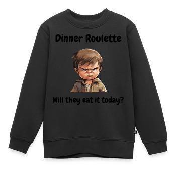 Dinner roulette: vont-ils le manger aujourd’hui? - Sweat Premium enfant bio - noir - Devant - AI Model Kid Female (0cm)