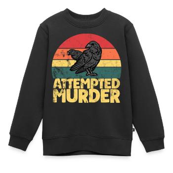 Tentative de meurtre de corbeaux drôle d’amoureux des oiseaux - Sweat Premium enfant bio - noir - Devant - AI Model Kid Female (0cm)