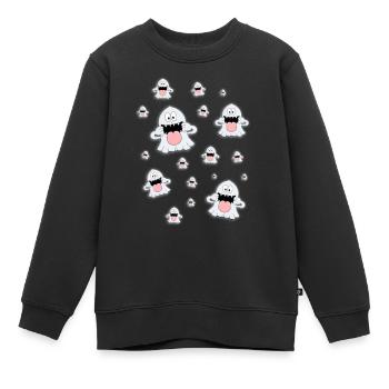 GESPENSTER - GEISTER - HALLOWEEN - KINDER - BABYS - Kinder Premium Organic Sweatshirt - Schwarz - Vorne - AI Model Kid Female (0cm)