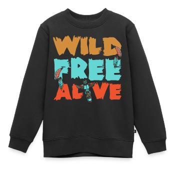 Liberté du corbeau spirituel amérindien - Sweat Premium enfant bio - noir - Devant - AI Model Kid Female (0cm)