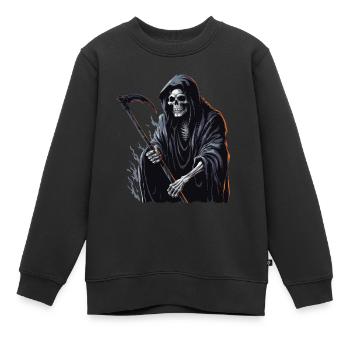 Faucheuse d’Halloween - Sweat Premium enfant bio - noir - Devant - AI Model Kid Female (0cm)