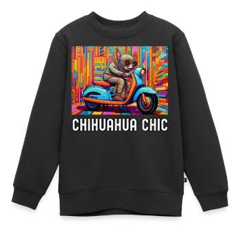 Chihuahua conduisant un scooter coloré sur Pattern - Sweat Premium enfant bio - noir - Devant - AI Model Kid Female (0cm)